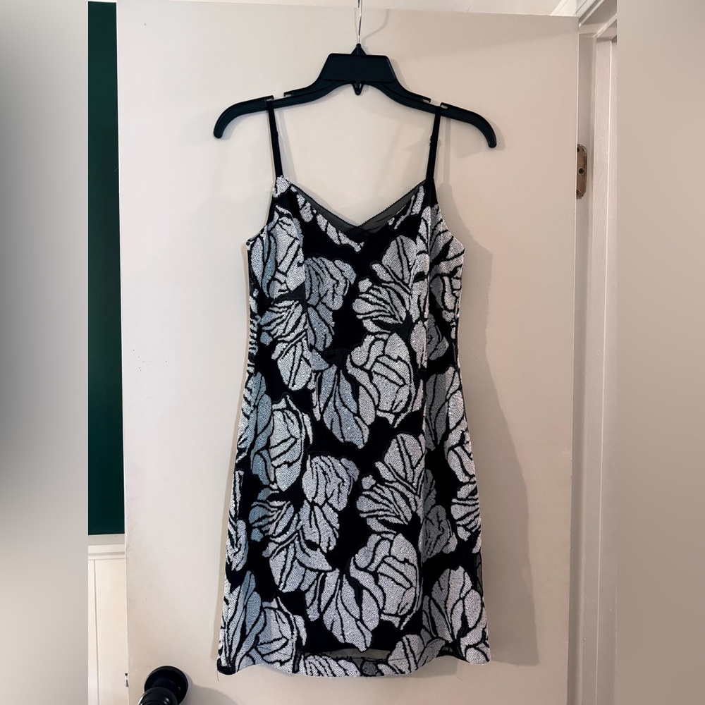 White House Black Market Black and White Sequin Dress